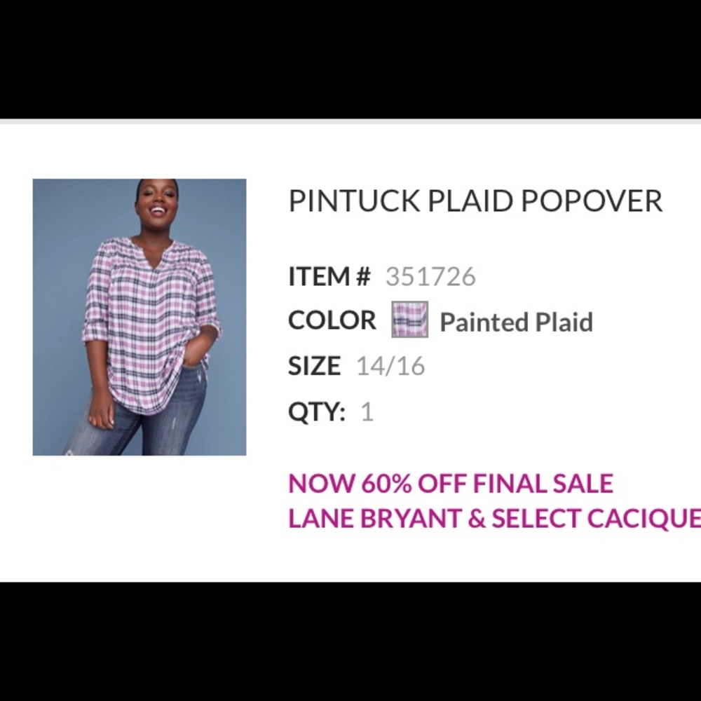 Lane Bryant Pintuck Plaid Shirt